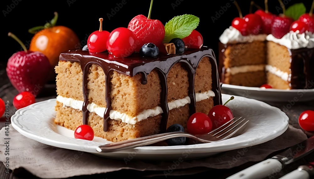 Close-Up Shot of a Delicious Cake in Stunning Detail Close-Up Shot of a Delicious Cake in Stunning Detail