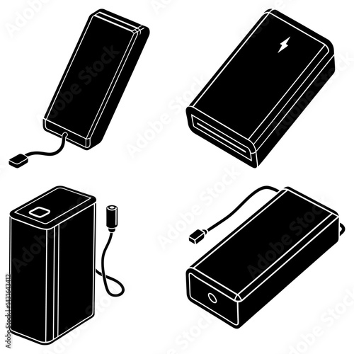 Portable Power Bank silhouette vector