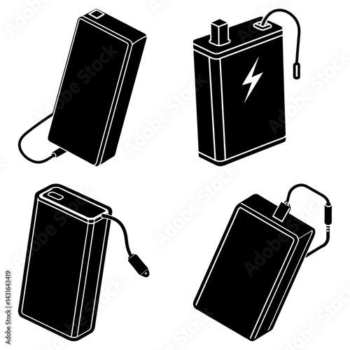 Portable Power Bank silhouette vector