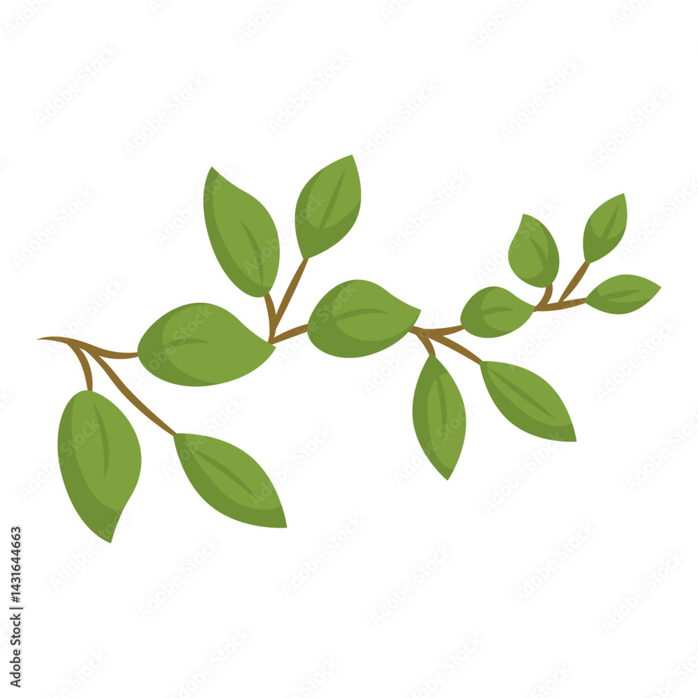 Branch with green leaves. Vector Branch with green leaves. Vector