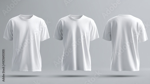 White blank sports tshirt in 3D rendering Front side back mockup isolated ready for logo print