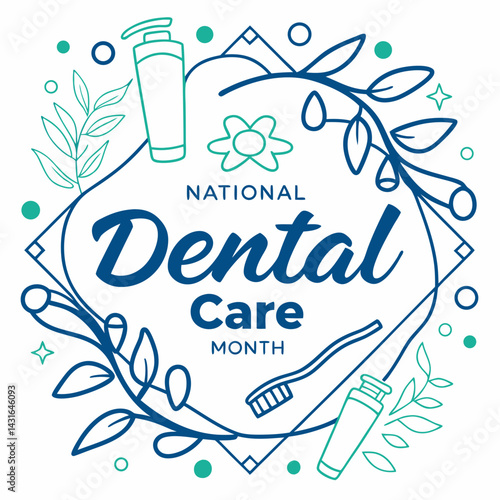 National Dental Care Month vector illustration