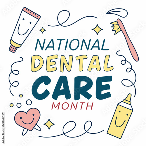 National Dental Care Month vector illustration