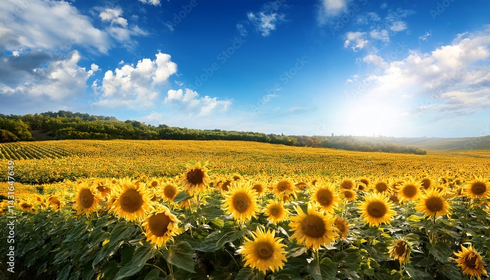 sunflower field against blue sky on a sunny day sunflower field against blue sky on a sunny day