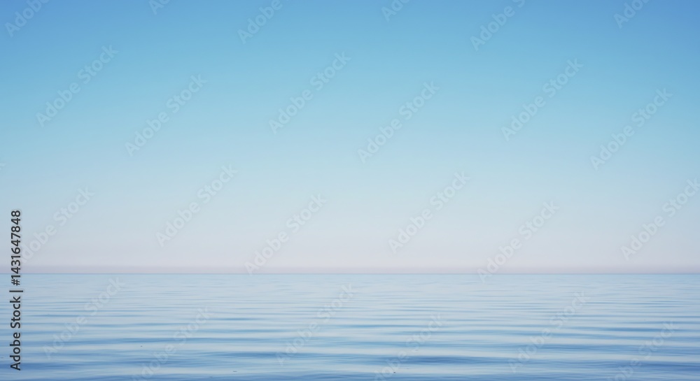 Obraz premium Serene Seascape Calm Ocean Meeting Clear Sky at Dawn or Dusk