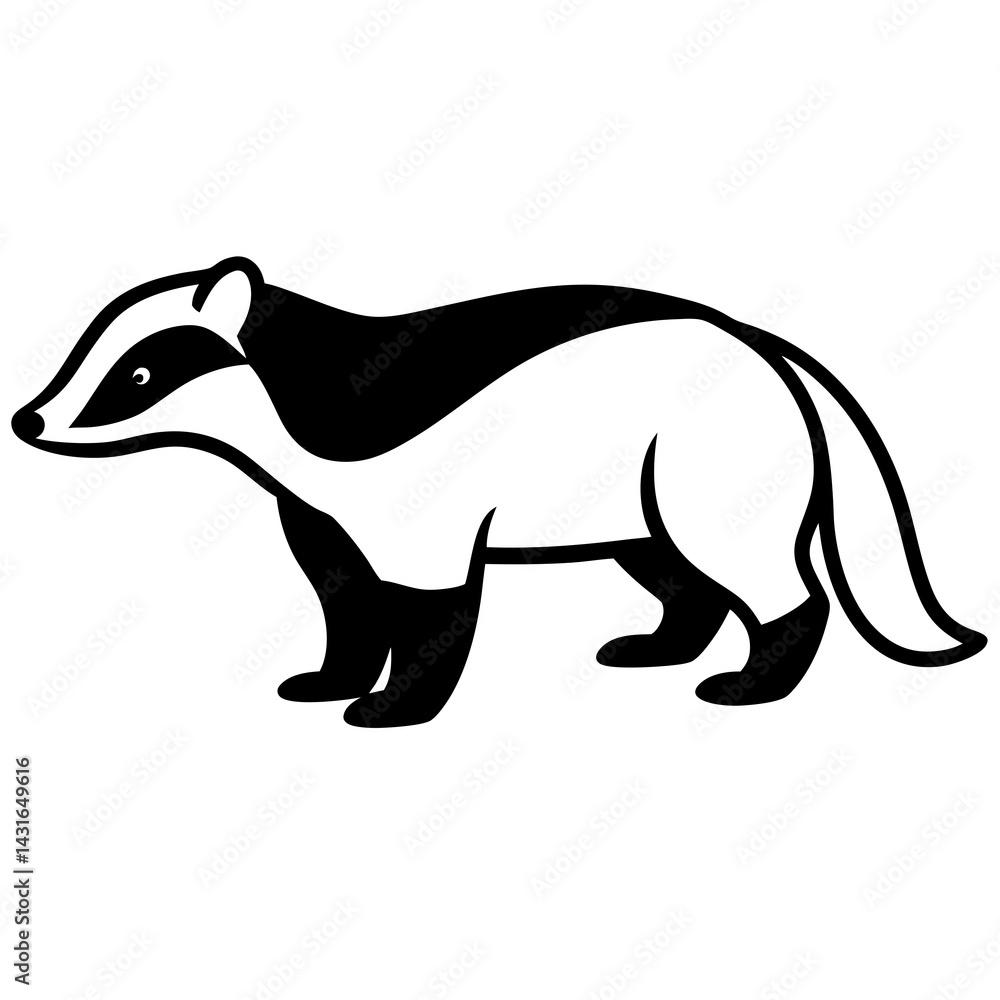 Fototapeta premium Stylized Badger Outline in Vector