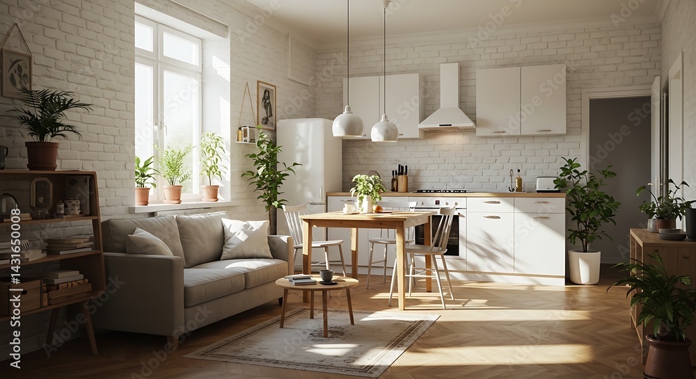 custom made wallpaper toronto digitalKitchen Interior with Furniture and Plants