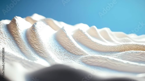 Abstract wave pattern created with textured material on a blue background.