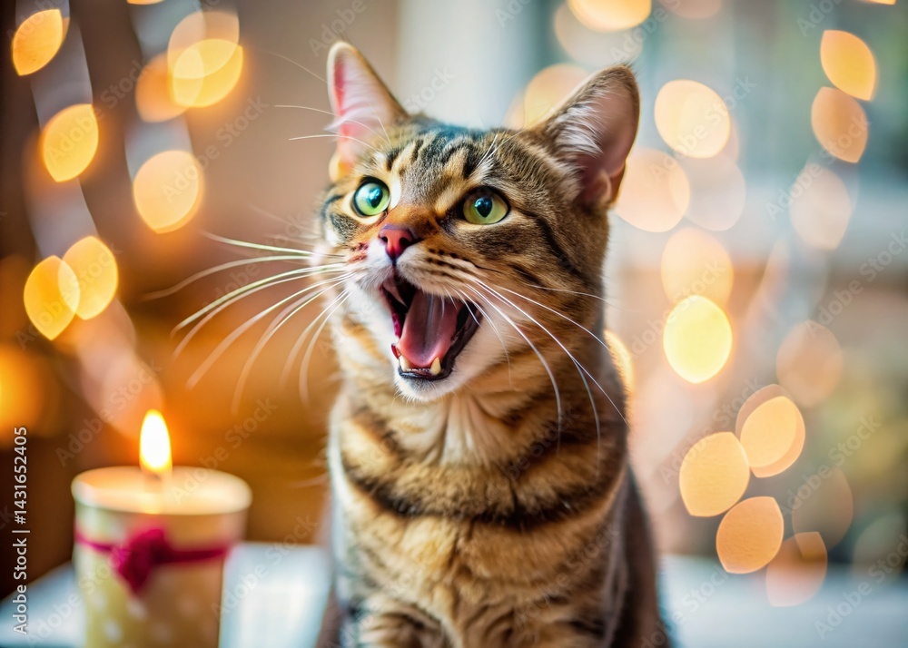 Happy Birthday Singing Cat: A Candid Documentary-Style Photo Happy Birthday Singing Cat: A Candid Documentary-Style Photo
