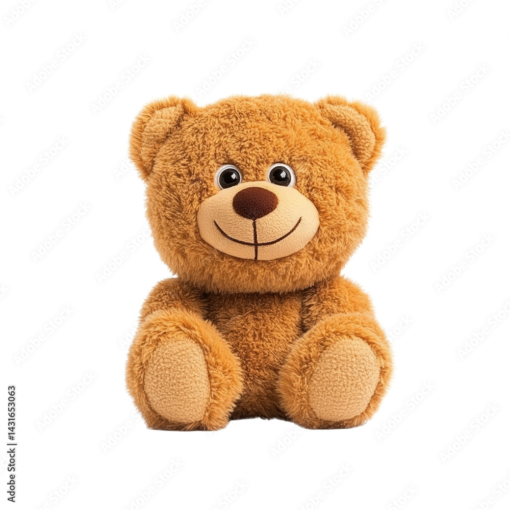 Fototapeta premium Adorable Brown Teddy Bear Sitting, Isolated on White Background