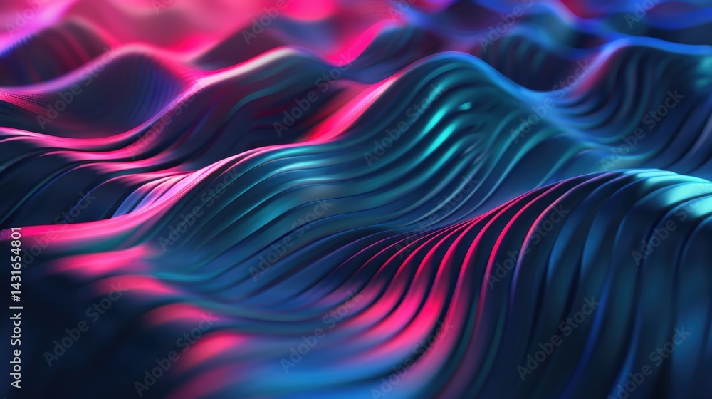 Obraz premium Abstract of pink blue fabric wave flow express energetic surface. Seamless texture of vividness curve swirling convey sense of harmony and wonderful scene perfect for effect and graphic design. AIG51.
