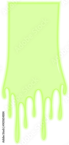 Fluorescent green radioactive liquid dripping in a continuous flow, resembling a hazardous toxic substance.