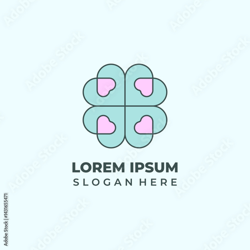 Cute love vector flower logo, symbol of eternal love