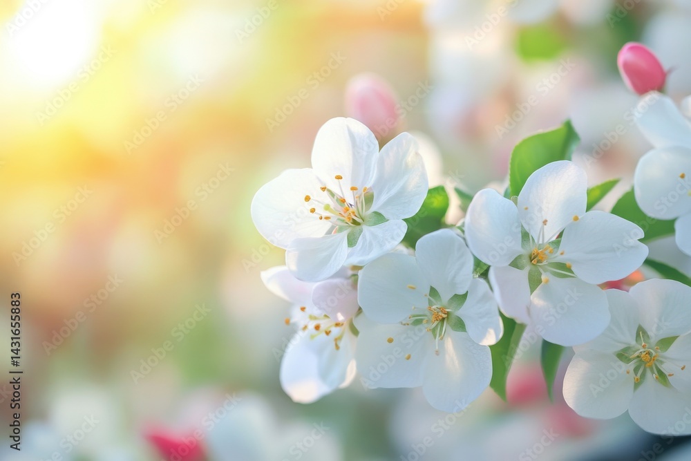 Fototapeta premium Spring blooms in vibrant landscapes, showcasing floral beauty for seasonal celebrations, fresh colors, and soft focus designed for nature enthusiasts and event planners