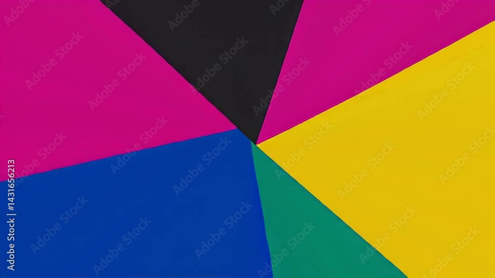 Abstract Geometric Animation: Rotating Black, Yellow, Blue, and Pink Triangular Shapes Abstract Geometric Animation: Rotating Black, Yellow, Blue, and Pink Triangular Shapes