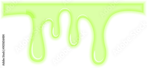 Green radioactive substance forming a distinct drop effect with thick edges.