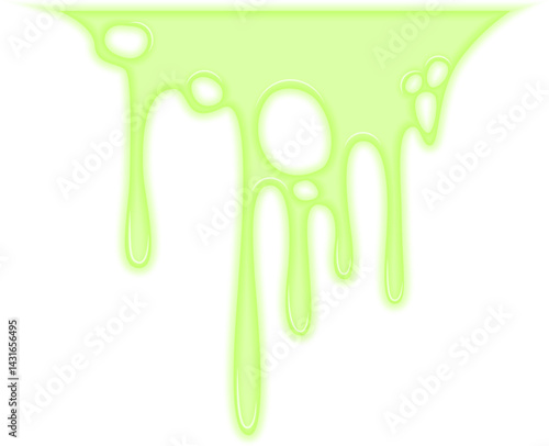 Toxic green liquid dripping in an isolated and steady downward motion.