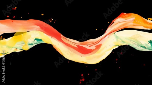 Vibrant abstract paint waves flowing seamlessly against a black backdrop.