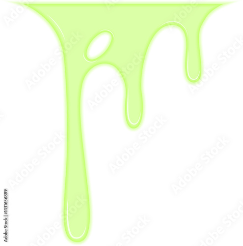 Floating green liquid held together by surface tension.