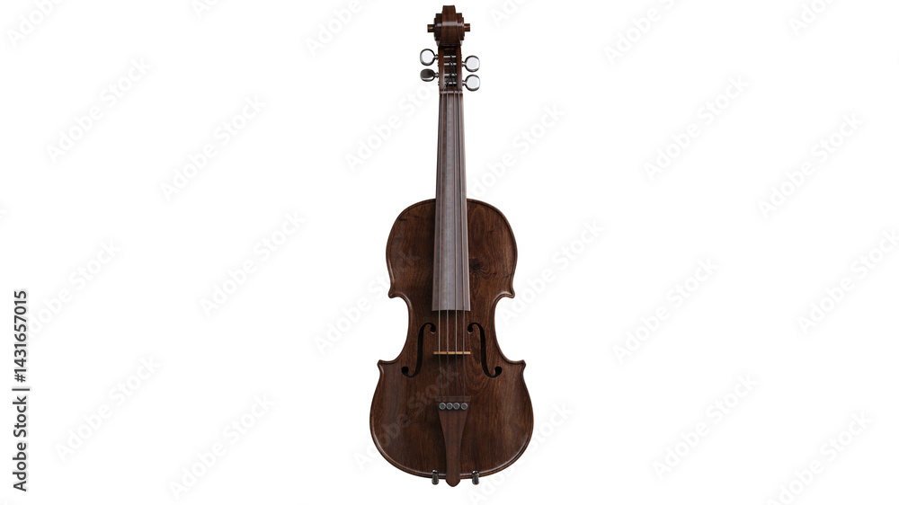 Fototapeta premium Elegant Wooden Violin on Black Background