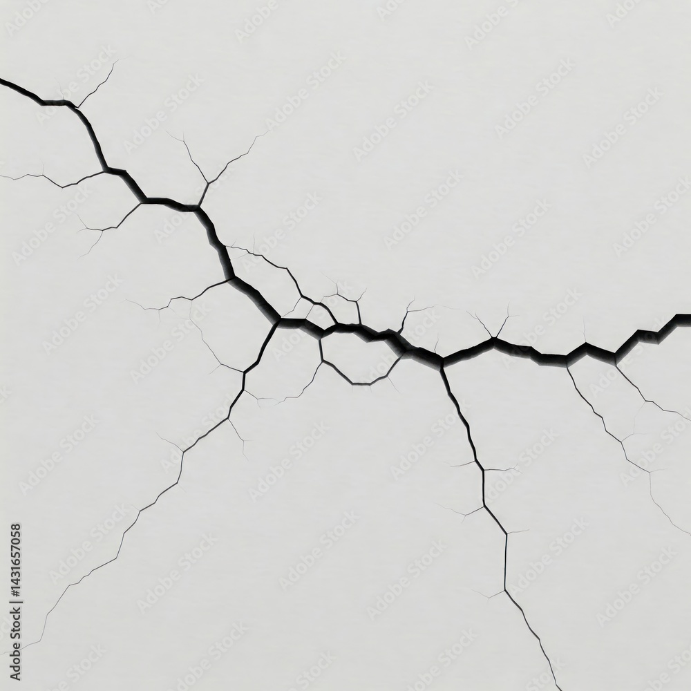 Cracks on the white surface, symbolizing destruction and vulnerability.