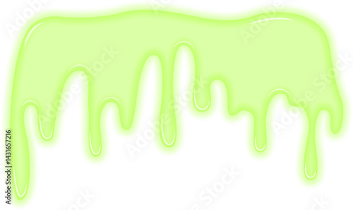 Smudged and smeared green liquid with an uneven dripping effect.