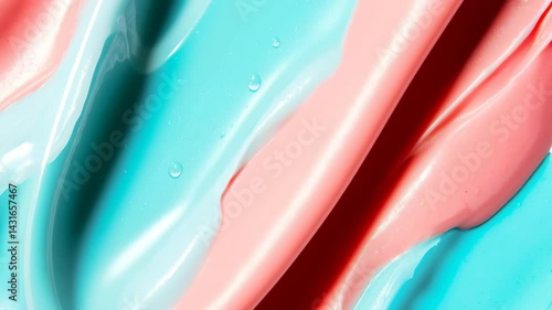 Vibrant fluid abstract shapes blending pink and blue colors in a seamless pattern.