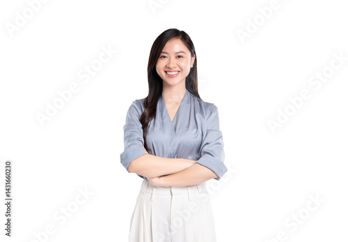 portrait of young asian businesswoman posing  on  background