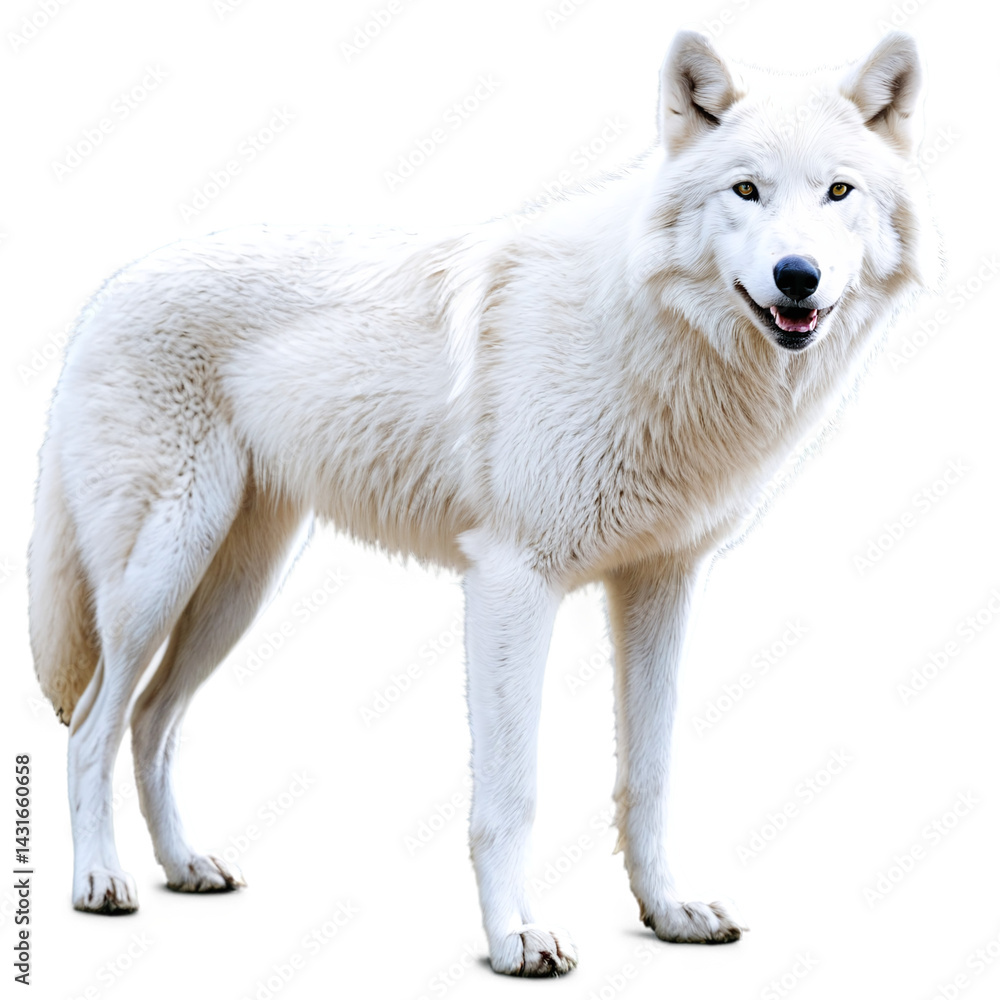 Obraz premium white wolf isolated on transparent background