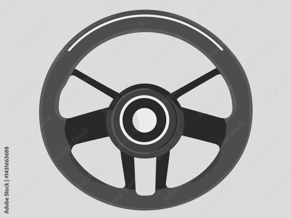 Obraz premium Minimalist Steering Wheel Design in Monochrome