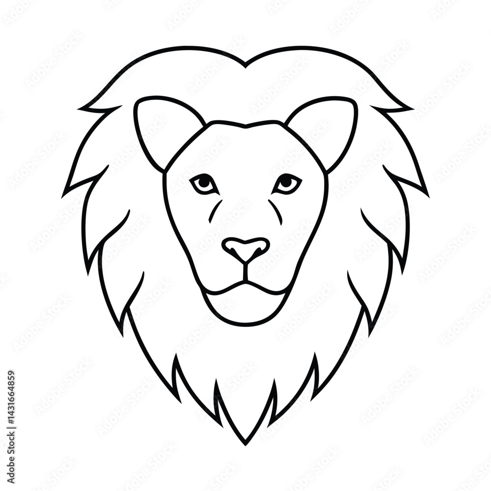 Fototapeta premium lion head single drawing line art vector 