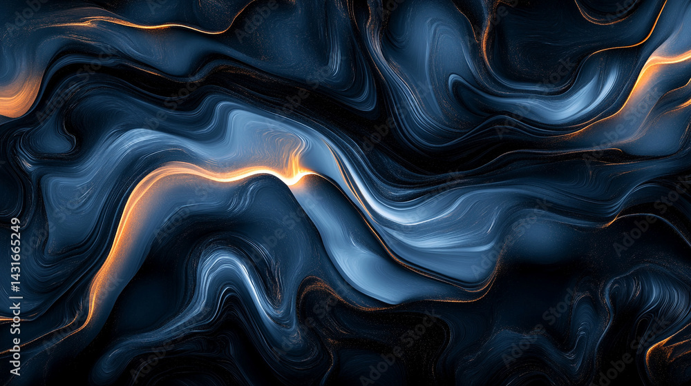 Fototapeta premium Dark black and deep blue abstract background with glowing blurred grainy texture evokes mystery, depth, and digital elegance, perfect for banners, posters, or modern tech-themed visuals
