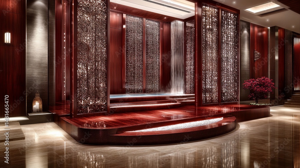custom made wallpaper toronto digitalLuxurious, modern spa or hotel lobby with flowing water features