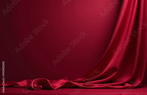 Draped in luxurious silk satin with a deep, rich burgundy background, perfect for a romantic or celebratory atmosphere._00002_