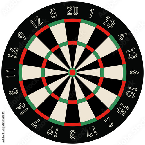 Dartboard vector against transparent background. Darts is a competitive sport in which players throw darts at a dartboard.