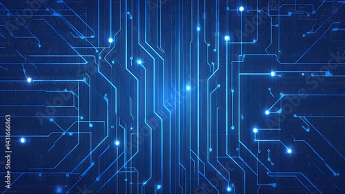 Abstract circuit board design, glowing blue lines
