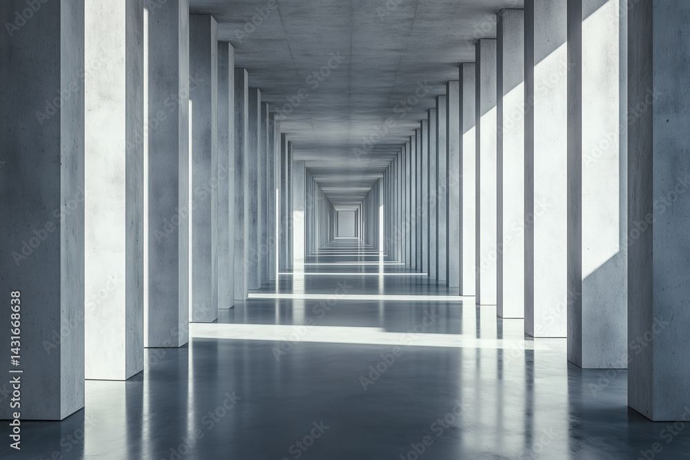 Concrete Column Hallway Concrete Column Hallway