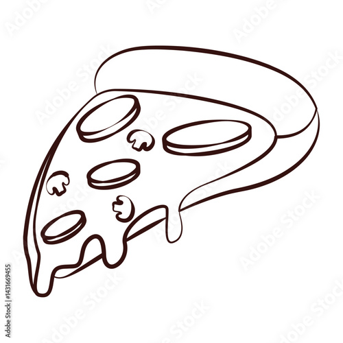 Pizza slice dripping cheese. Vector