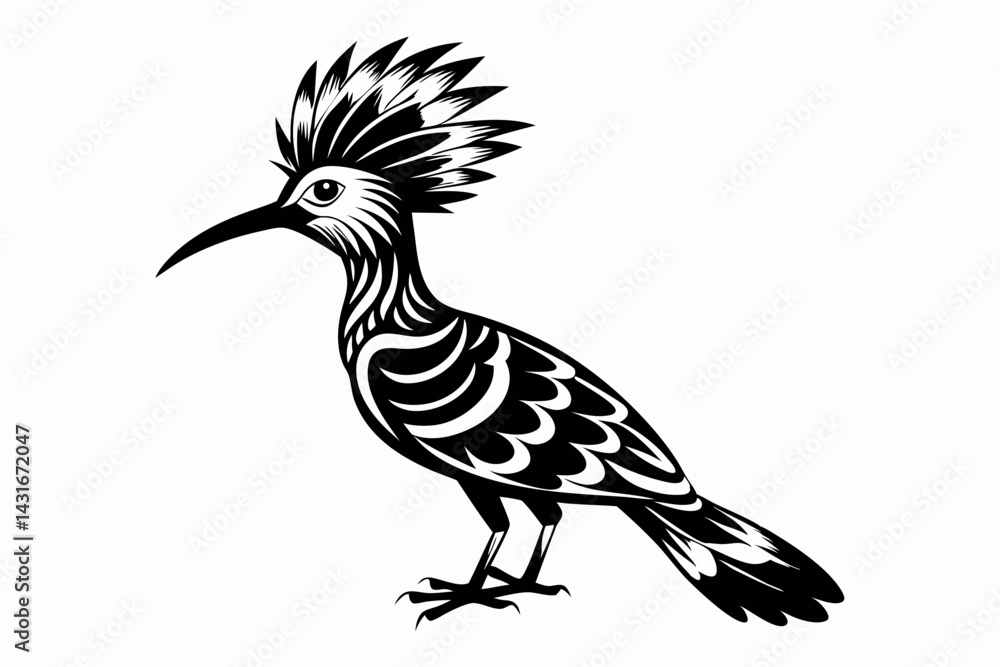 Obraz premium hoopoe sihouette black vector