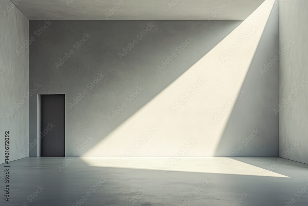 Minimalist room with light and shadow display. Minimalist room with light and shadow display.