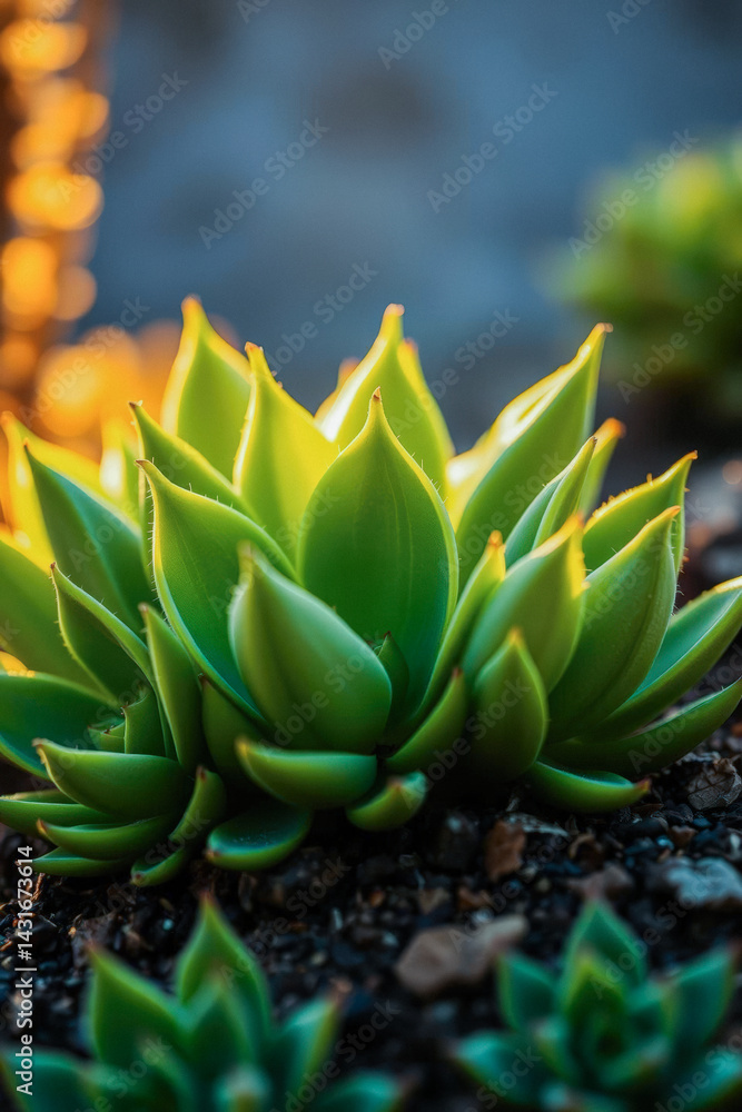 Closeup of a Vibrant Succulent in Sunlight