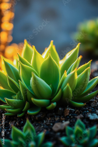 Obraz na płótnie Closeup of a Vibrant Succulent in Sunlight w salonie