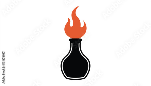Molotov Cocktail Vector Icon – Fire Bottle Silhouette Illustration

