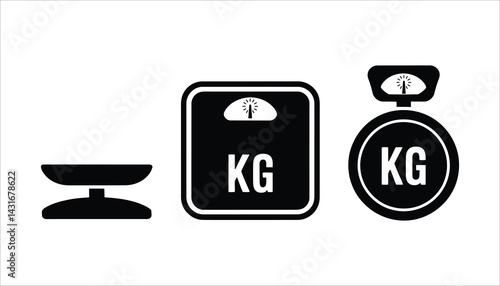 Weight Scales Icons Set for Measuring Units in Kilograms