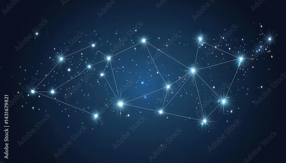 Abstract network, futuristic design, interconnected nodes, glowing lines, digital constellation Abstract network, futuristic design, interconnected nodes, glowing lines, digital constellation