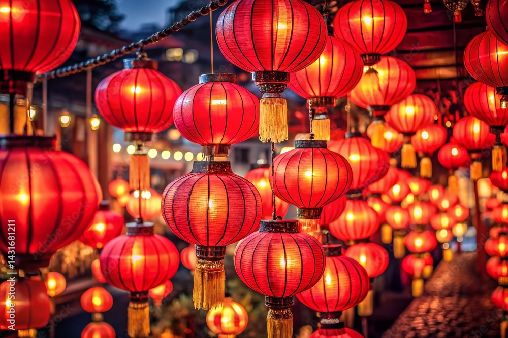 Lantern Festival Celebration: Red Lanterns & Festive Lights in China