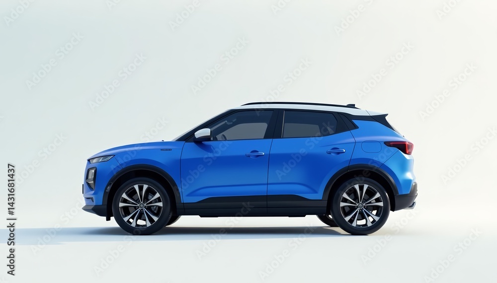 Modern blue SUV parked on a white backdrop with clean design and sleek lines, car, transportation, luxury Modern blue SUV parked on a white backdrop with clean design and sleek lines, car, transportation, luxury