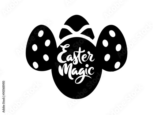 Easter Magic Egg Trio Silhouette Graphic with Script Text