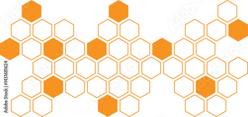 simple orange fill and outline honeycomb pattern vector.
