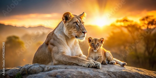 Lion Cub & Mother, Savannah Love: Majestic African Wildlife